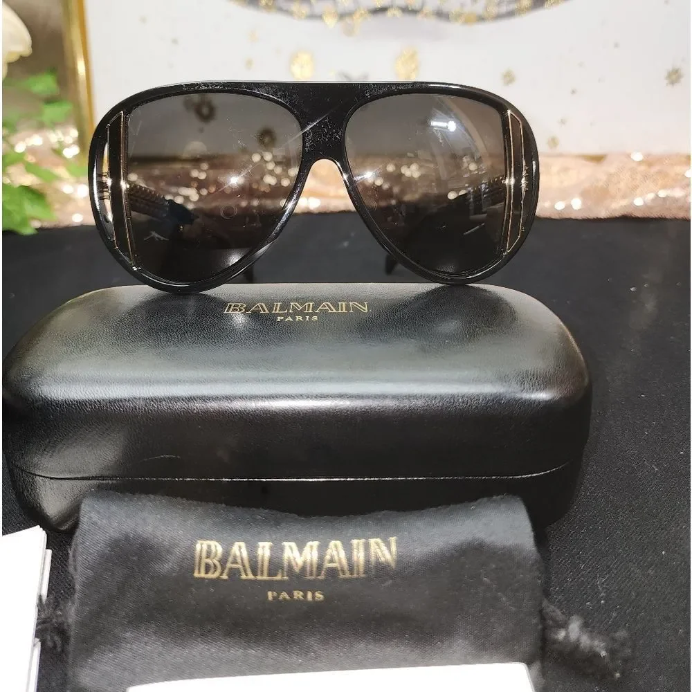 Authentic Balmain BL2061 01 Vintage Sunglasses BLK/GLD